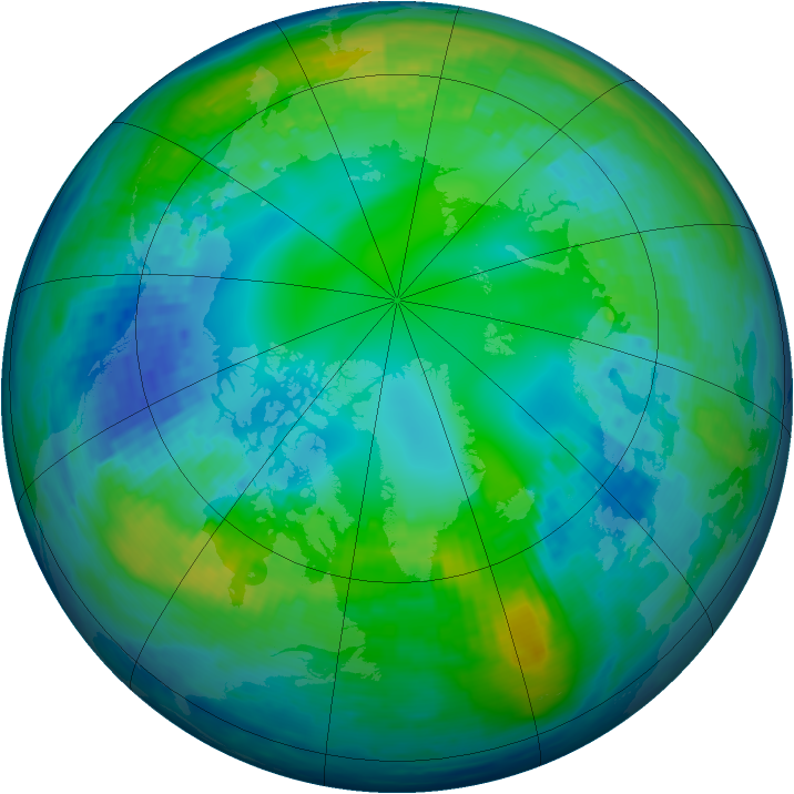 Arctic ozone map for 06 November 2003